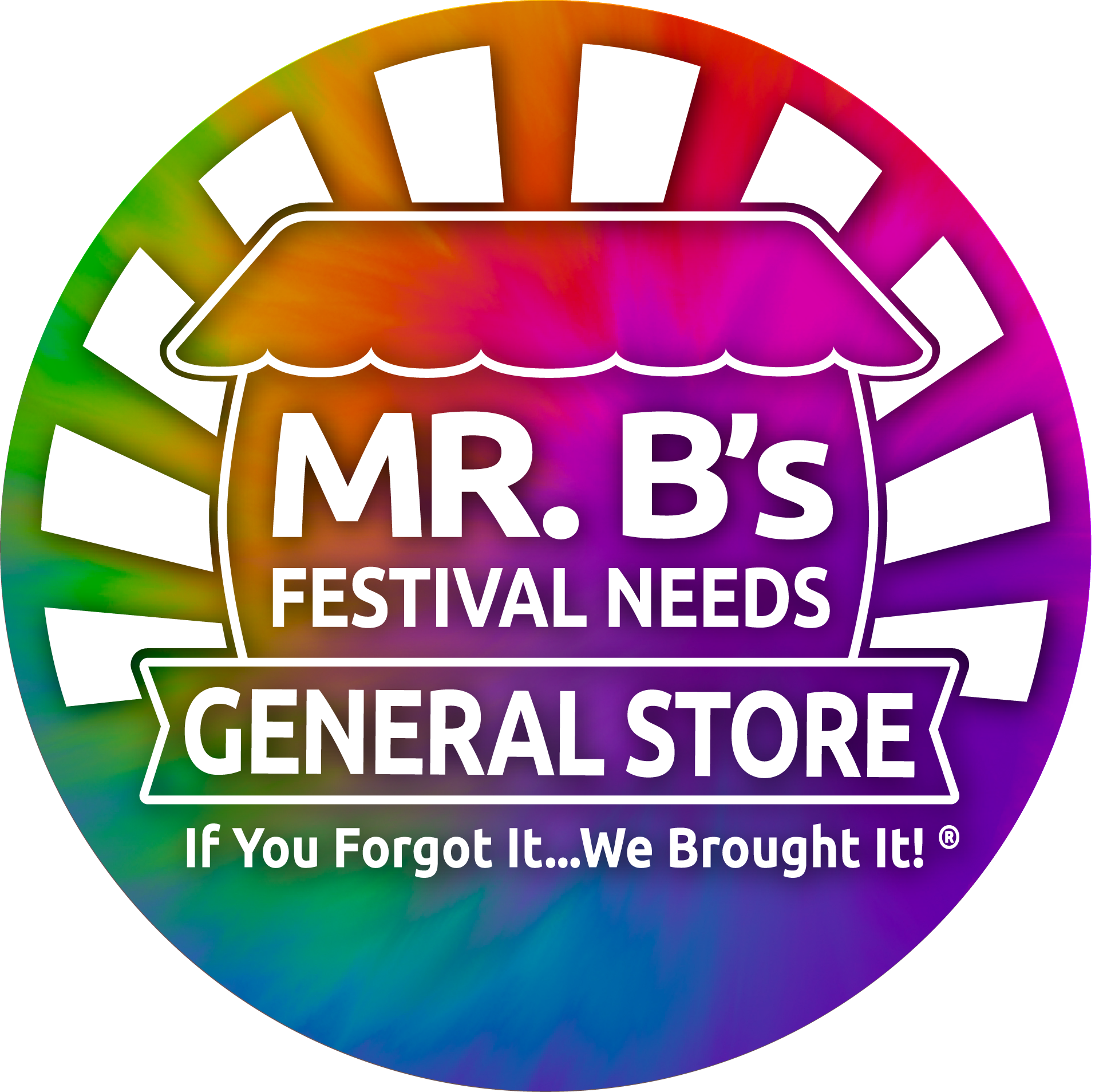 Mr. B's Festival Needs General Store tie-dye logo