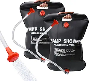 5-Gallon Solar Shower Bag with Hose & Valve | Portable Outdoor Camping Shower