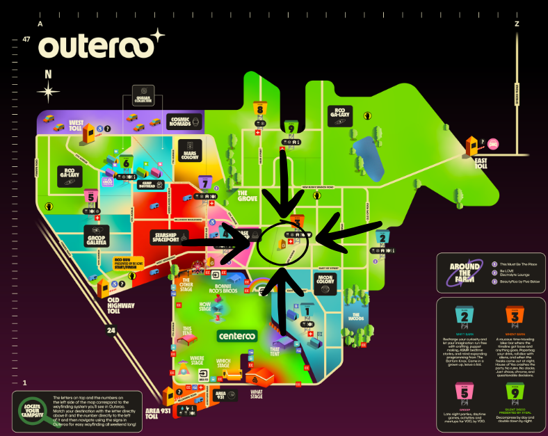 Mr. B's location at Bonnaroo 2026: Plaza 3